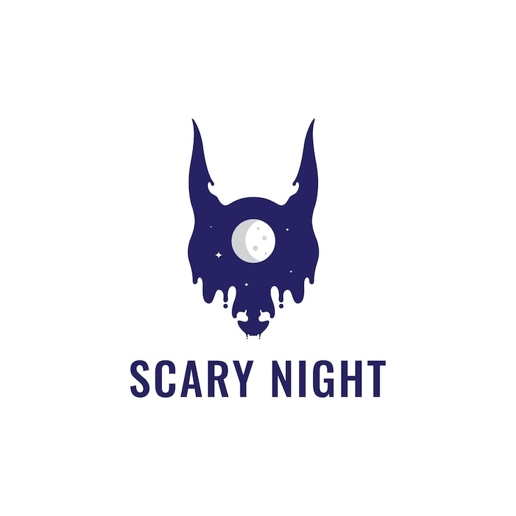 वेक्टर head dog with night logo design vector illustration icon symbol