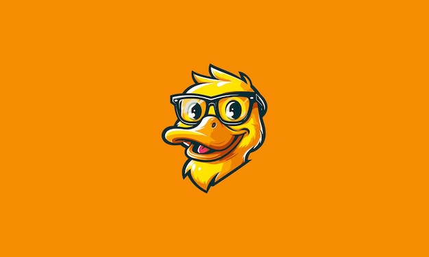 head duck wearing sun glass smile vector mascot flat design