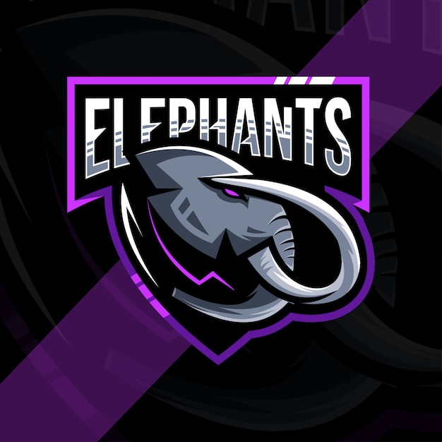 Head elephant mascot logo esport design