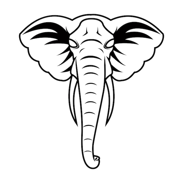 Vector the head of an elephant with tusks on a white background