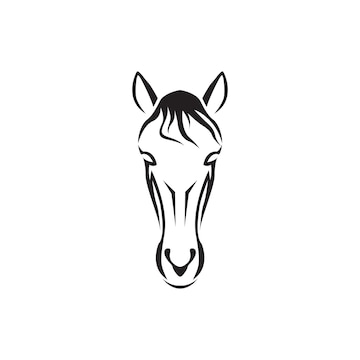 horses face black and white clipart