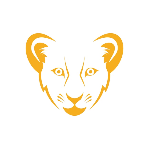 Testa faccia piccolo leone logo design grafico vettoriale simbolo icona illustrazione idea creativa