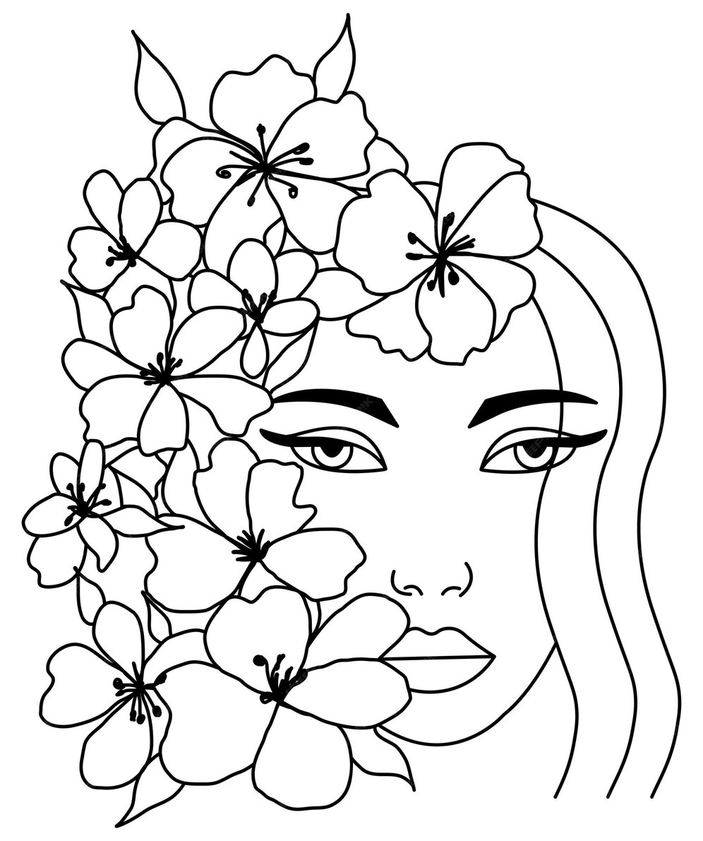 Premium Vector Head of flowers flower head flower face flower woman