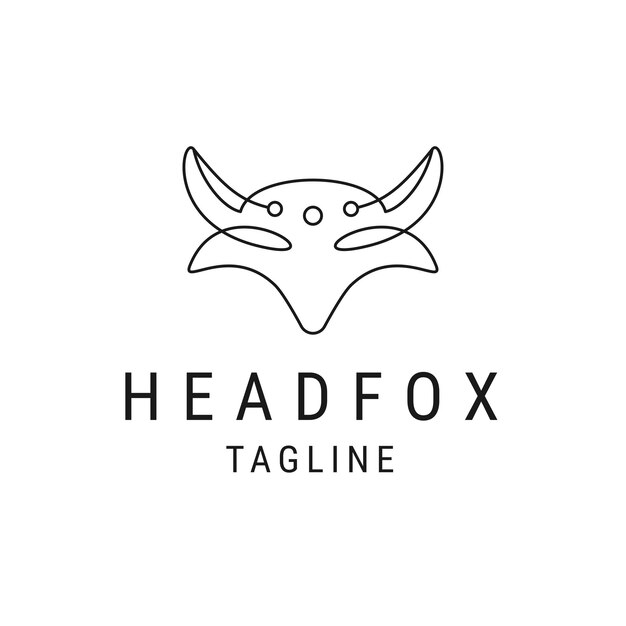 Head fox line logo icon design template