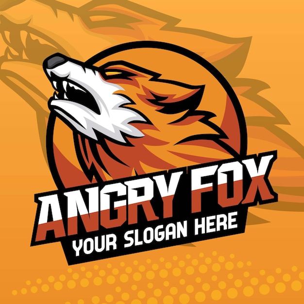 Дизайн талисмана логотипа Head Fox Логотип Angry Fox