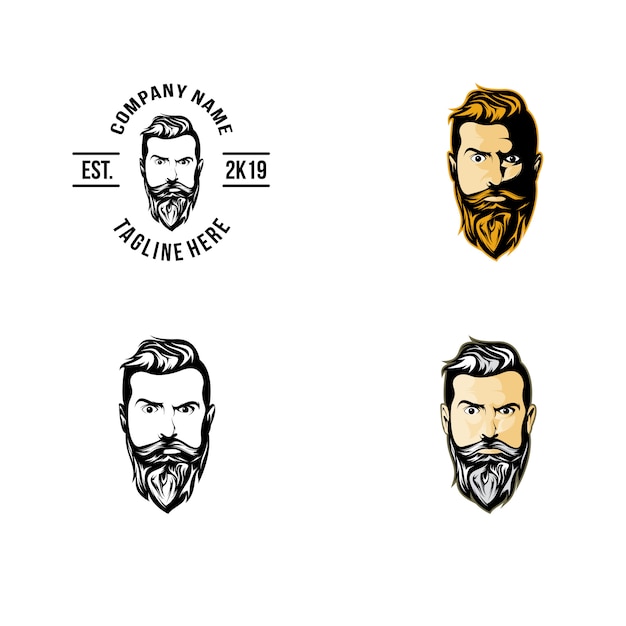 Head front beard logo