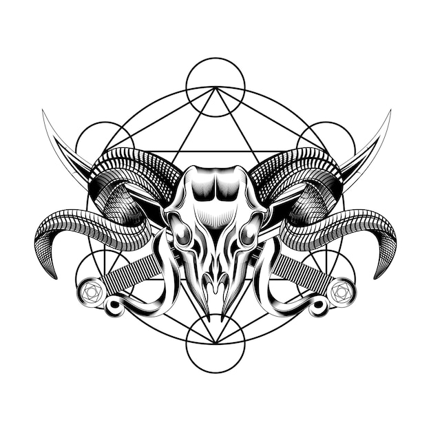 Vector head goat evil skull