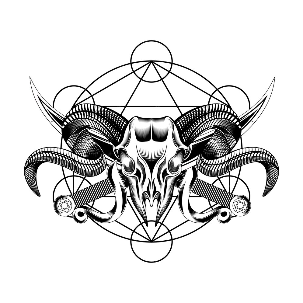 Premium Vector | Head goat evil skull