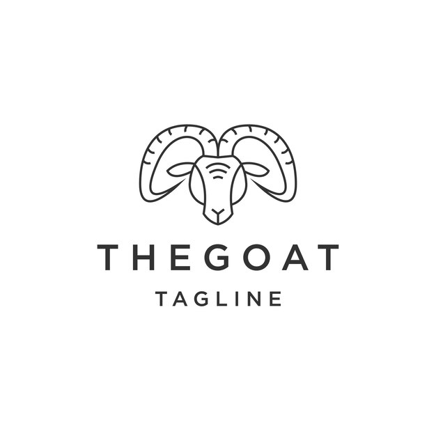 Head goat line logo icon design template flat vector