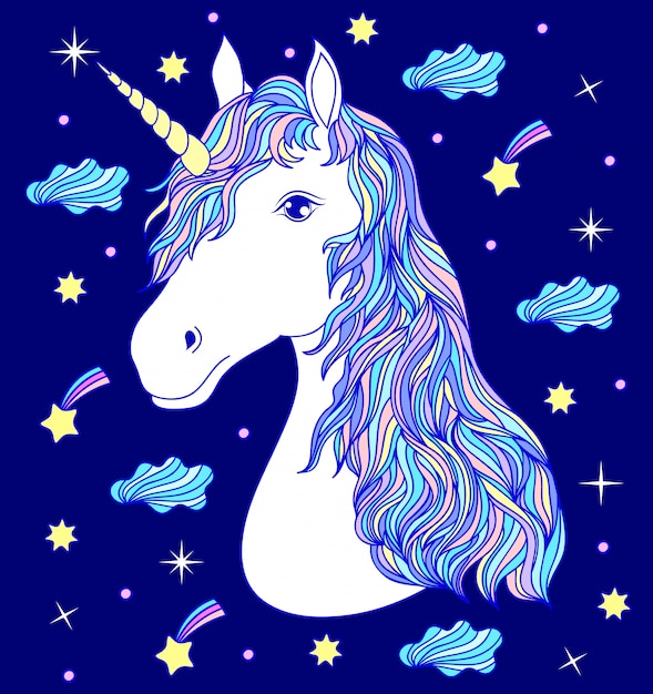 Testa di unicorno disegnato a mano