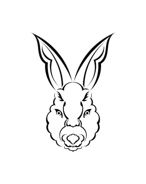 Head of a hare in tattoo style Isolated symbol of 2023 Handmade