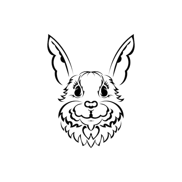 Head of a hare in tattoo style Isolated symbol of 2023 Vector illustration