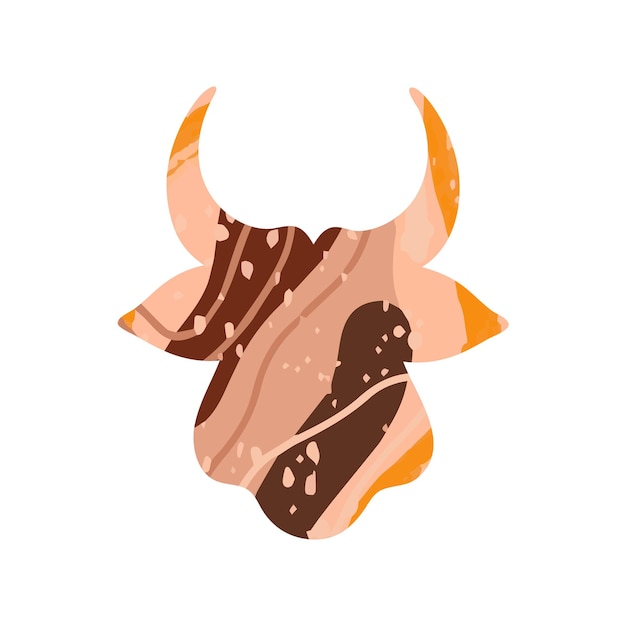 Head of a horned bull abstract silhouette Symbol of 2021 Vector illustration