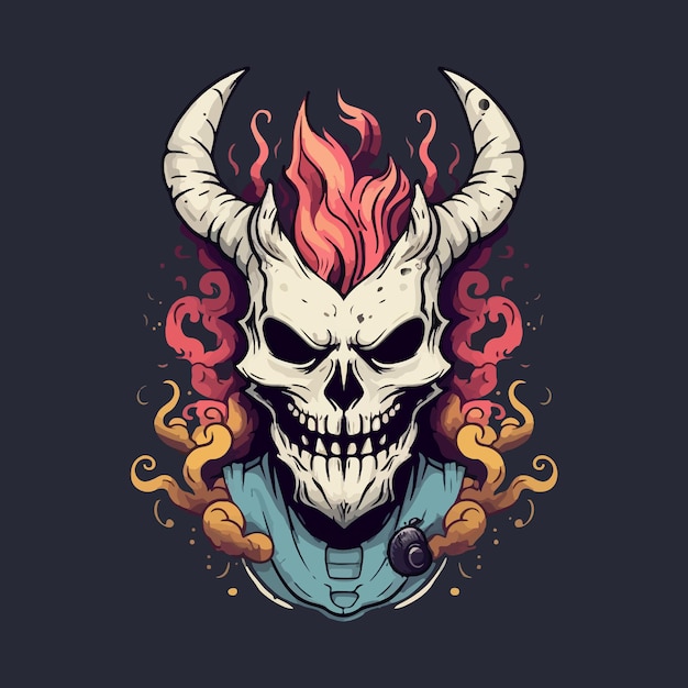 The head of a horned demon creative illustration sticker design