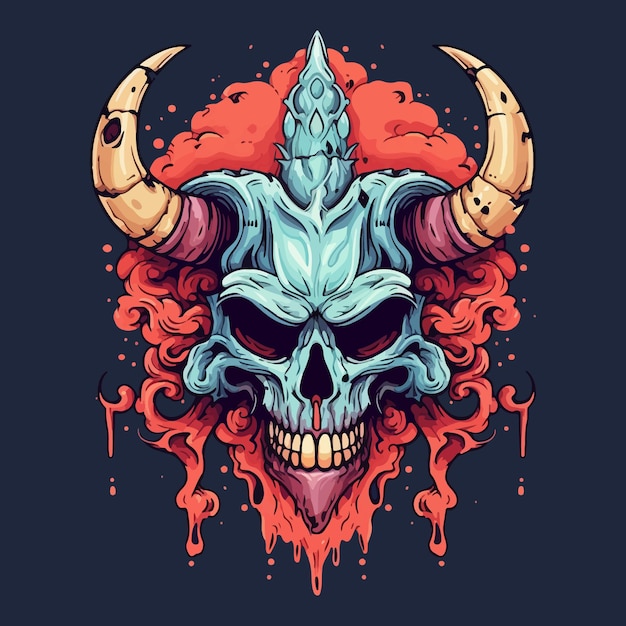 Premium Vector | The head of a horned demon creative illustration ...