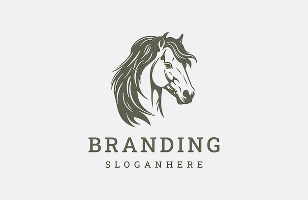 Логотип головы лошади стиль икона дизайн шаблон плоский вектор