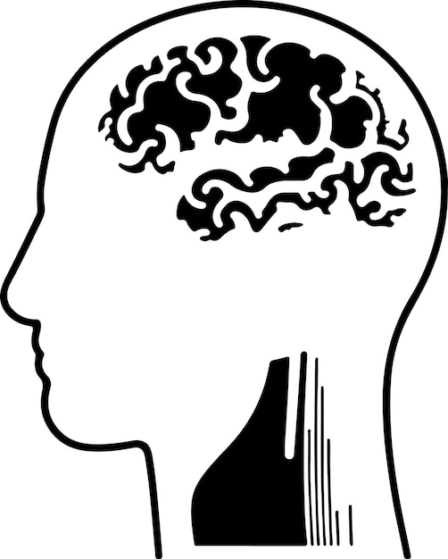 head of human think brain idea icon flat black line machine of artificial intelligence technology