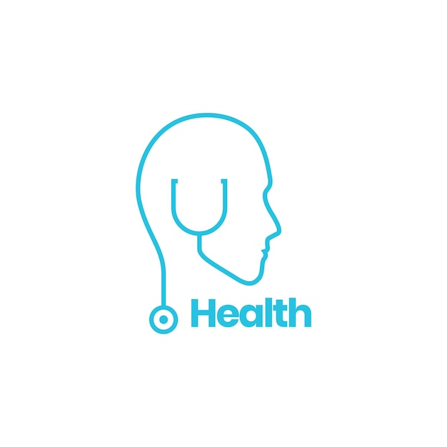 Head human with stethoscope minimalist logo