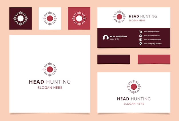 Head hunting logo design with editable slogan Business card and branding book template