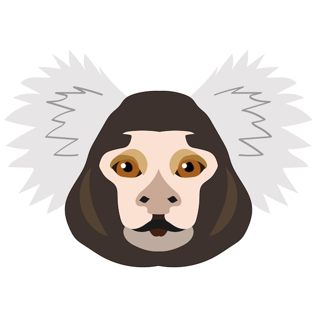 Head illustration of Common marmoset logo in flat style Cartoon image vector graphics