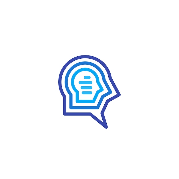 Head Line Talk Bubble with Text Gradient Blue Logo