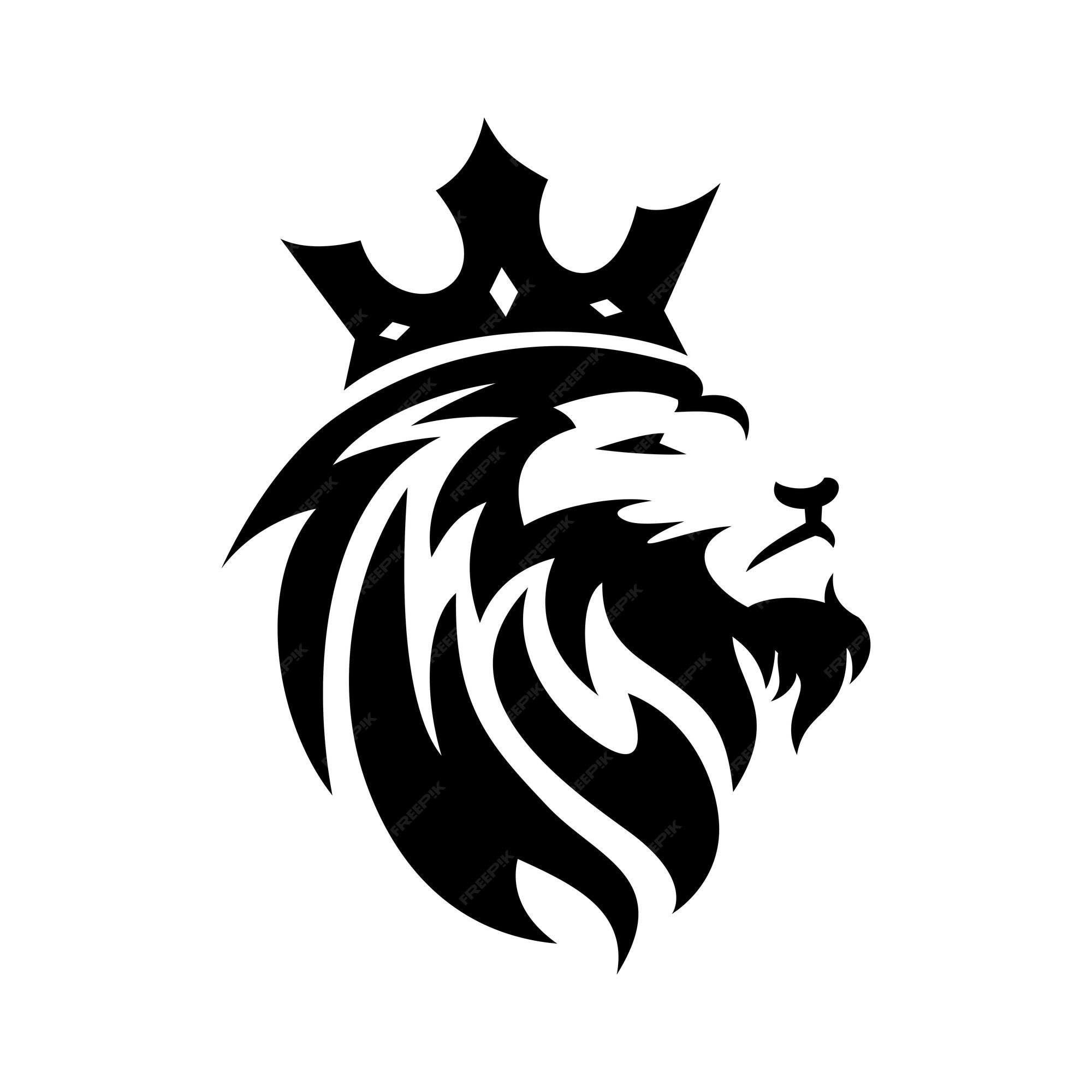 Premium Vector | Head lion king logo design