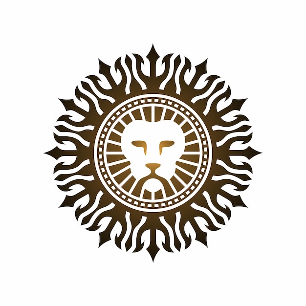 Head Lion Trident Elegant Vector Logo