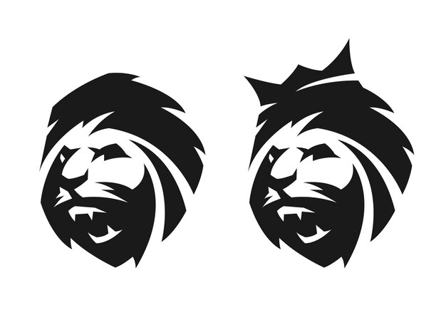 Vector the head of a lion two options