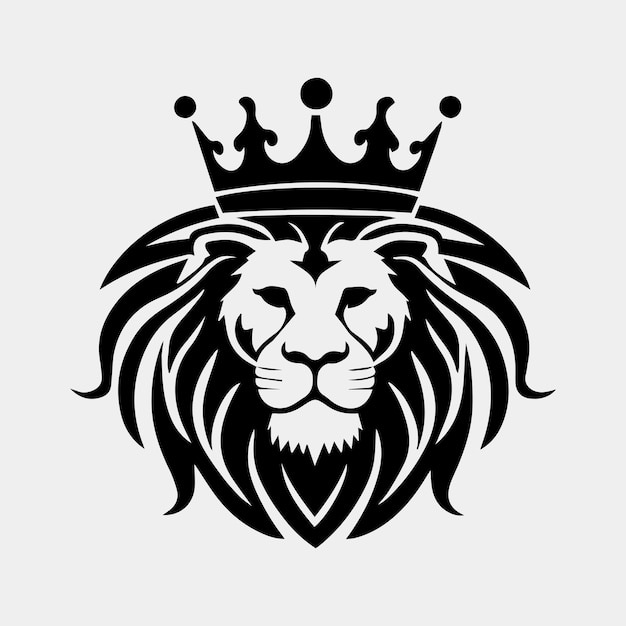 Head of a lion with a crown vector logo