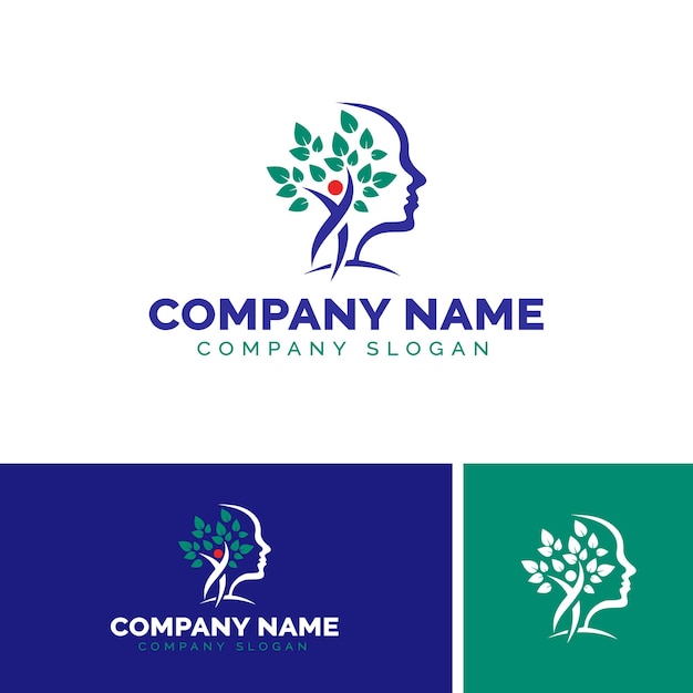 head logo with foliage and tree brain