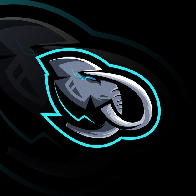 Head mammoth esport logo mascot template design