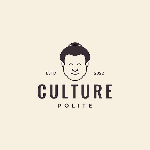 Head man smile polite hipster logo design vector