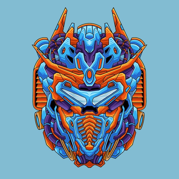 Head mecha detailed vector illustration