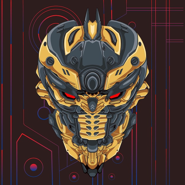 Head mecha mascot illustration