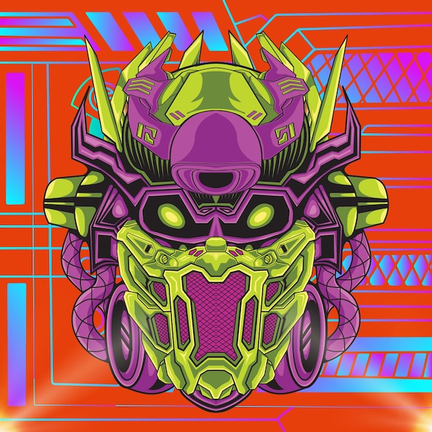 Head mecha style robot vector illustration