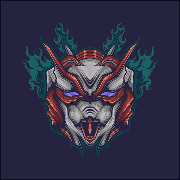 Head mecha vector illustration