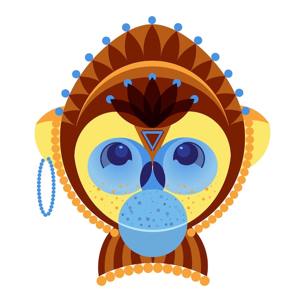 Stilizzazione geometrica decorativa della testa della scimmia
