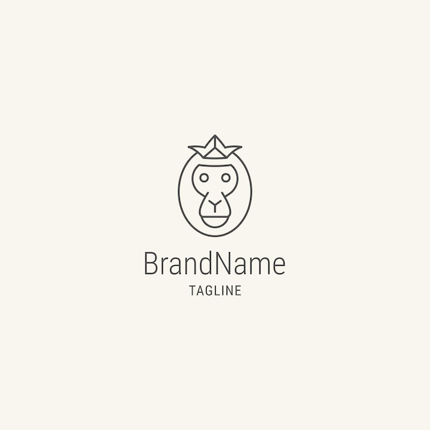 Head monkey logo with flat style logo template