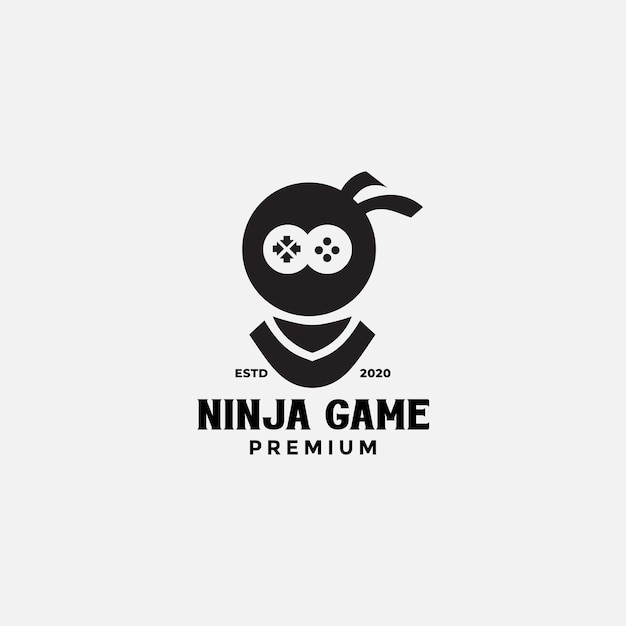 忍者とジョイスティックのゲームロゴデザイン