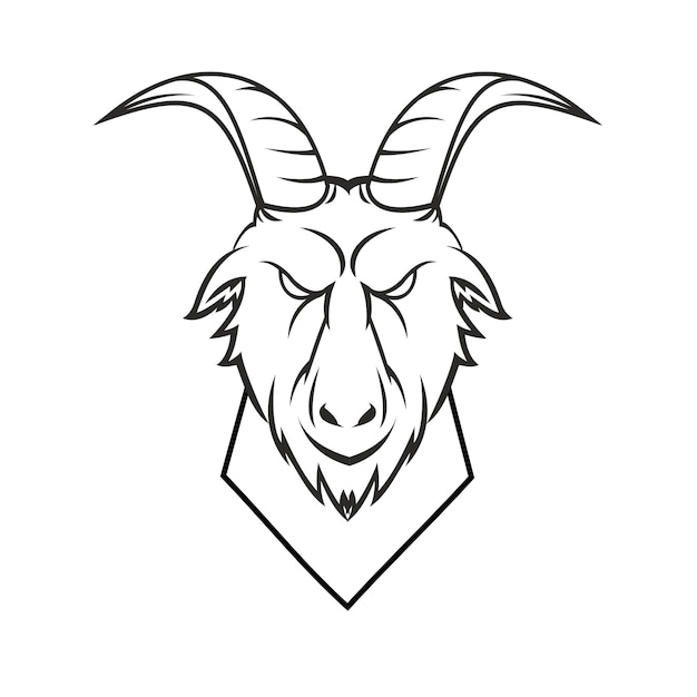 Вектор Голова козы черно-белая рука рисовать
