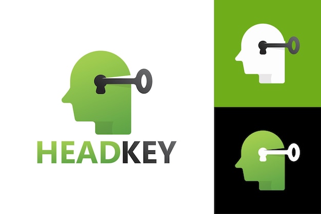 Head open key logo template premium vector