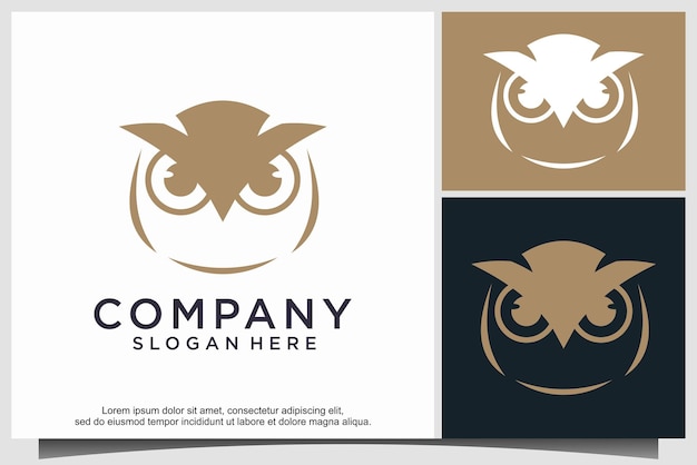 Vector head owl logo design