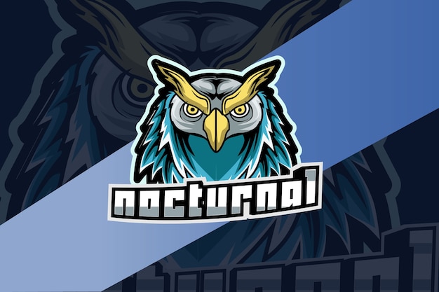 Head owl nocturnal mascot for sports and sports logo isolated on dark