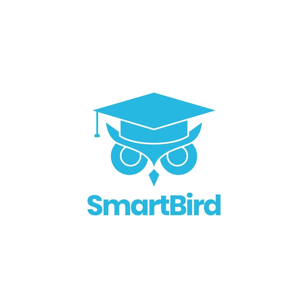 Head owl with graduation hat modern logo