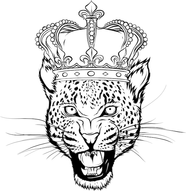 голова пантеры с векторной иллюстрацией короны