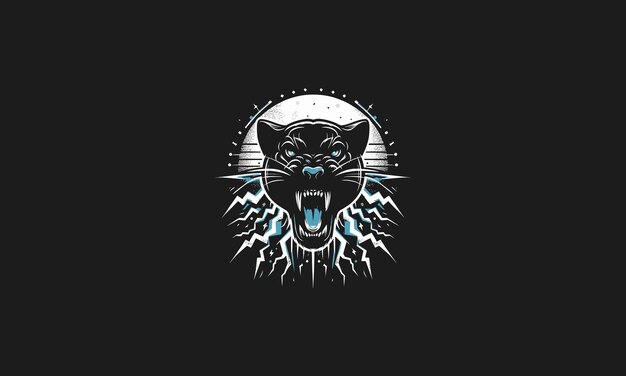 Vector head panther with lightning background vector artwork design
