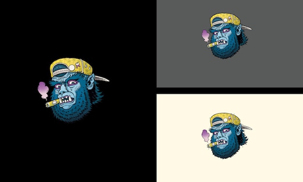 Вектор Голова зомби люди носят шляпу векторный дизайн талисмана