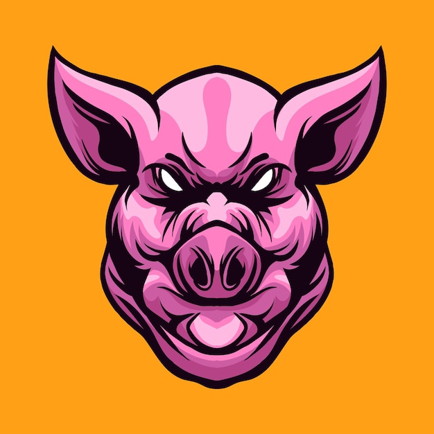 Head Pig Animal Vector Illustration