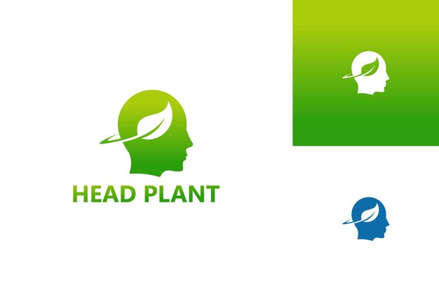 Head plant logo template design vector, emblem, design concept, creative symbol, icon