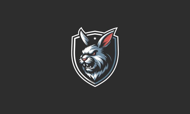 Vector head rabbit angry on shield vector illustration logo design